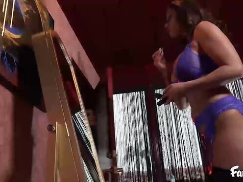 Carmen Caliente & Christina Carter are playing with strap-on toy