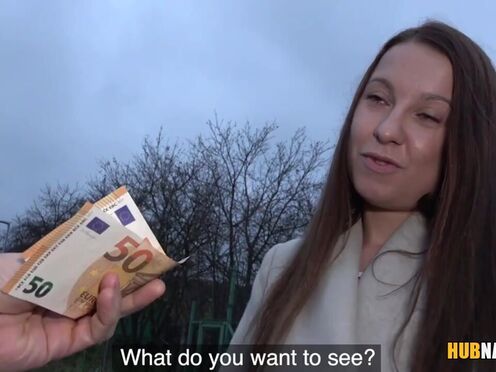 Amateur babe Mishelle Klein fucks a stranger for some cash