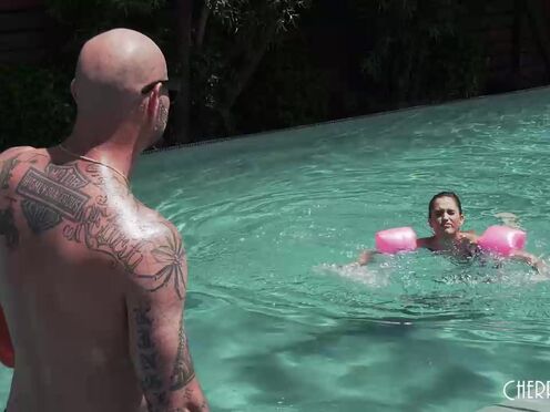 Petite Brunette Is Big Enough To Swim, & Big Enough To Fuck