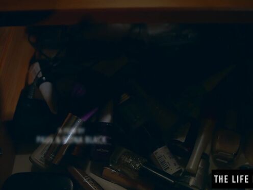 Darla plays with her wet cherry in the bedroom