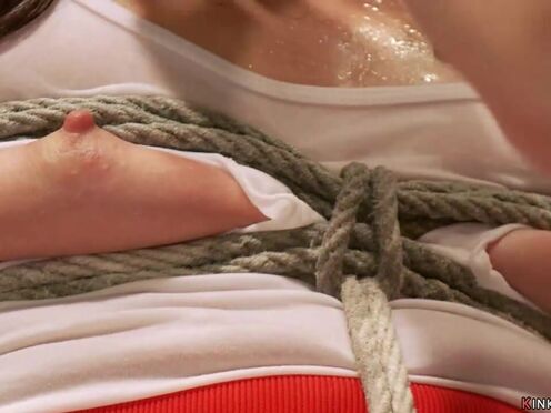 Perfect ass bound sexy girl ravaged in public