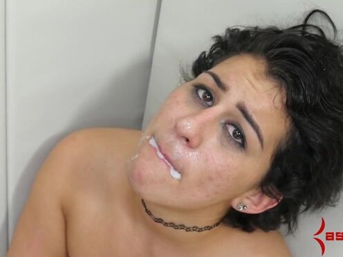 Straightjacketed bdsm tart sucks prick