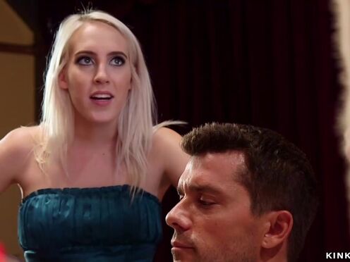 Dominant blonde share dick with step sister