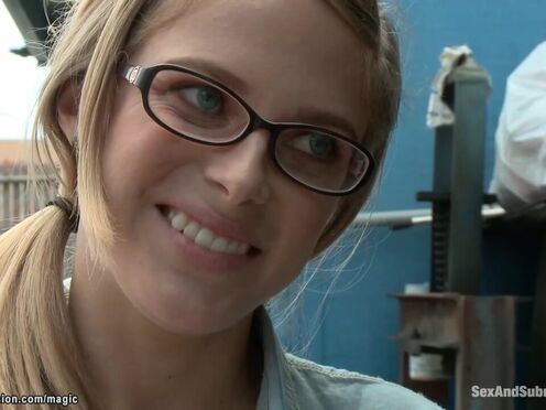 Gagged tied blonde fisted & banged