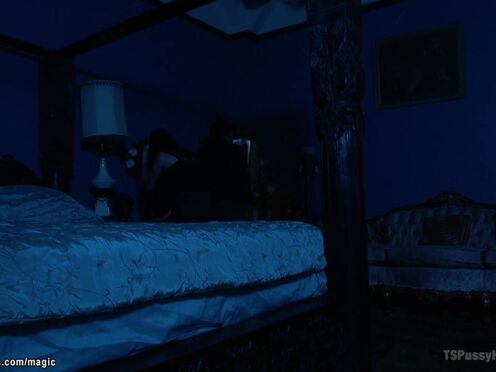 TS fucking hot girl in her ex bfs bed