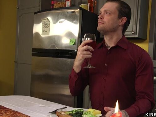 Blonde pegging & fisting inked man