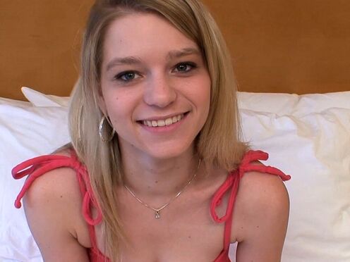 Deaf blonde teen makes her debut porn video