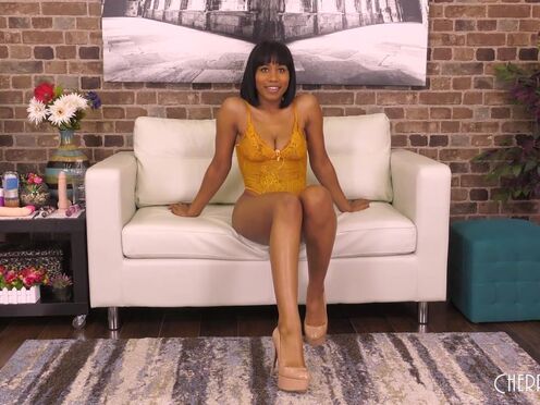 Young & buxxom black Jenna Foxx strips to masturbate