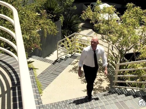 Lustful bald dude fucks lovely blonde Gia Derza on the couch