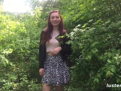 Lustful couple is having outdoor sex in the wood