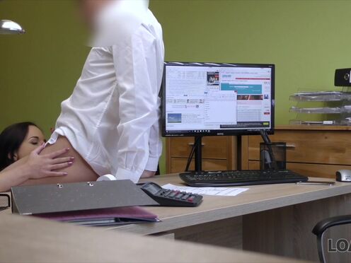 Sweet brunette Kristy Black gets buttfucked in the office