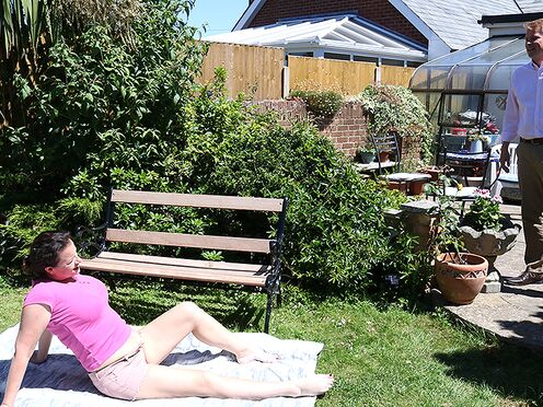 BBW Eva Jayne is fucking with her neighbor outdoor