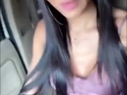 she is a very lustful trans wanking it in the car & busted