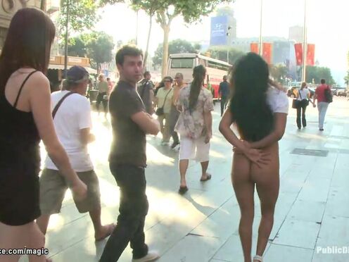 Big tits Latin slave walked in public