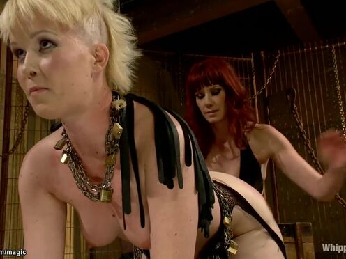 Blonde dyke spanked & ravaged