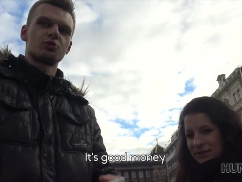 Cameraman fucks comely brunette next to her grumpy cuckold