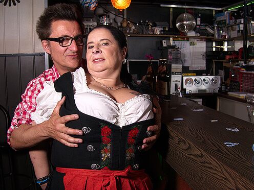 Titty German waitress having fun with the beerfesten