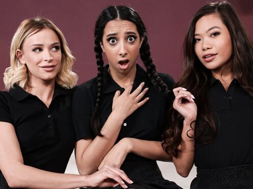 Lesbian Schoolgirls On A Trip - Emma Hix, Kiarra Kai, Vina Sky