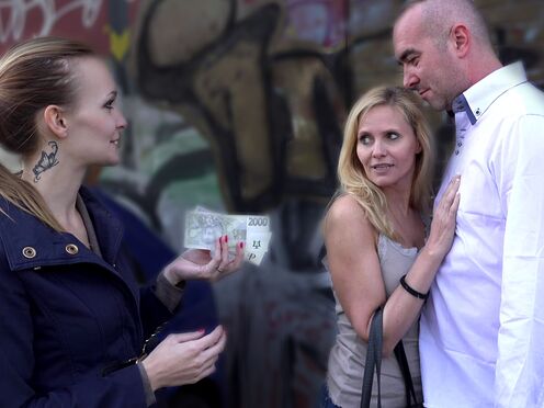 Group Assfucking for Money with a Big Breasted COUGAR