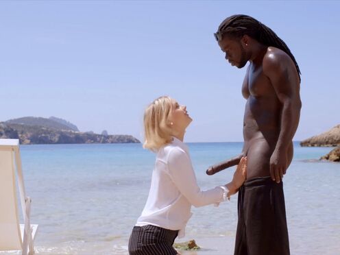 Mesmerizing Tiny Blonde Emily hops on monster black cock