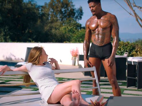 Lustful Kyler Quinn passed out after a party to find a surprise ebony shaft to investigate