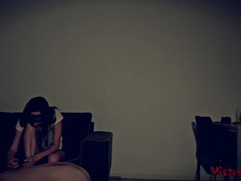 Femdom chastity slave trained to polish her nails