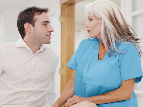 Old & Grey Doctor Enjoys Her Much Younger Client's Company