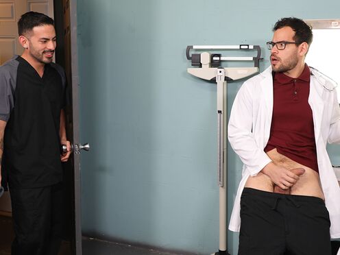 Doc jerking his prick when the intern enters