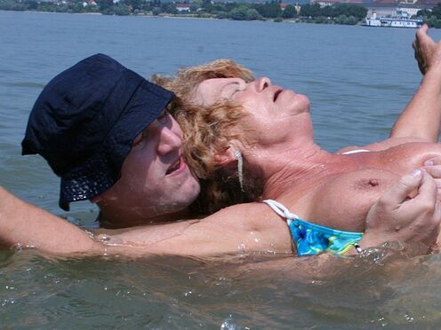 Grandma & her weirdo life-saver fucking by the lake