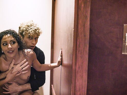 Slutty housewife cheating with the waiter on their 5th anniversary