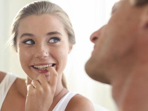 Young hot girl Carolina Sweets attracted to her step daddy's old friend