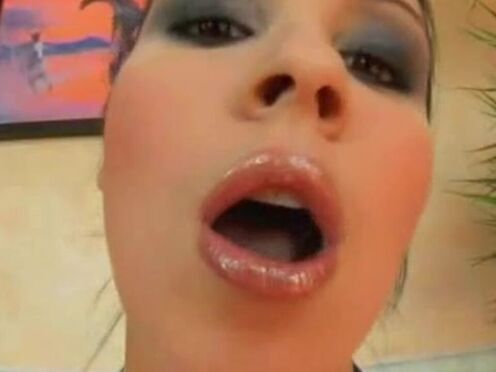 Teen's tight muff doll banged & fed cum