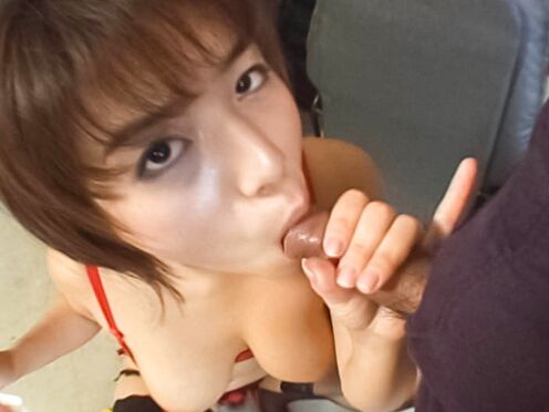 Mai Haruna sucks a meat & then big boobed fucks a rubber meat.