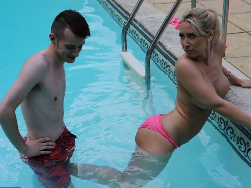 Sexy British Lady Karlie Simon gets screwed by the poolboy