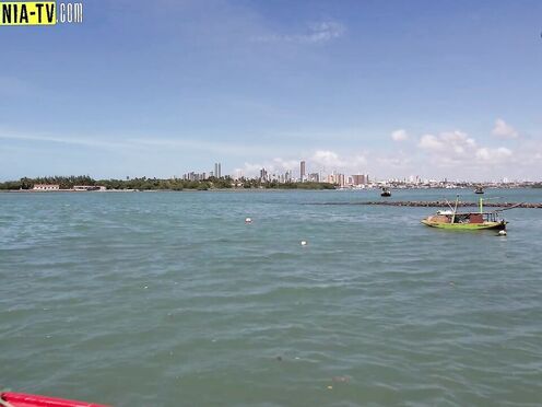 lesbo girls venture naked into paradisiacal places in Brazil