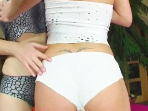 Big tit blonde & tight booty brunette cluster fuck & swap