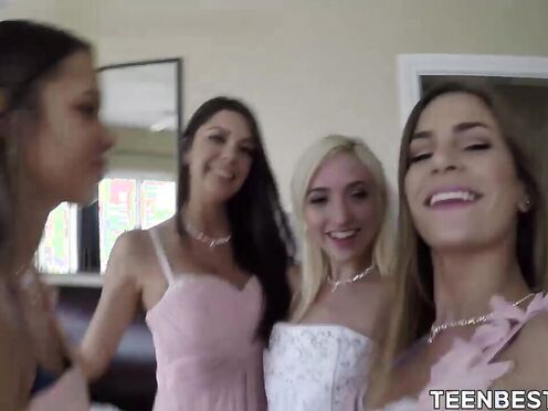Lustful bridesmaids fucking the best man on a wedding day hard