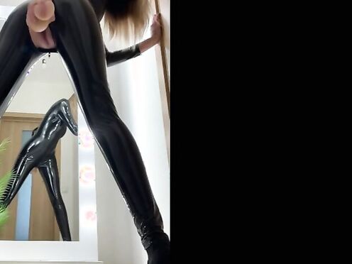 Beauty in a tight uniform does some teasing