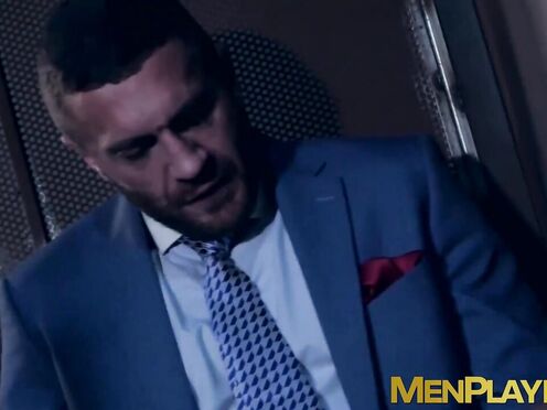 Classy hunk sucks a gloryhole dick before being hammered