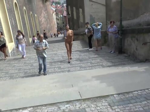 Public nudity in an old European city