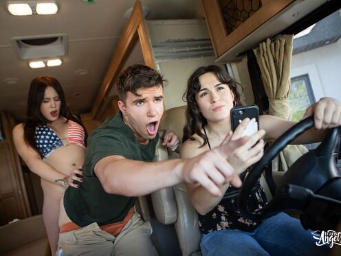 Road-Trip Threeway: Married Couple Picks Up Hot Hitchhiker