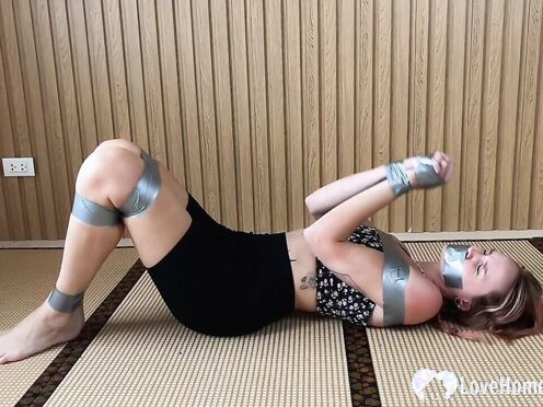 Using tape & vibrator to please her