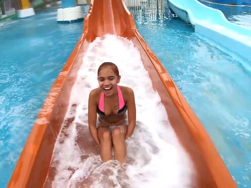 Waterpark fun & sex at home after with sexy Thai GF