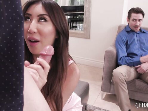 Huge Tits Asian Nicole Doshi Cucks Wimpy Hubby with Humiliation Fuck