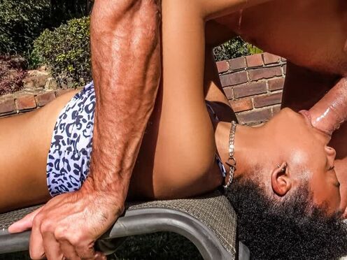 African Casting - Sexy Bikini Model Gets The Job Done Deep Gagging