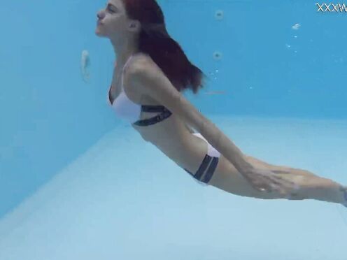 Hungarian tiny beauty Hermione Ganger in the pool