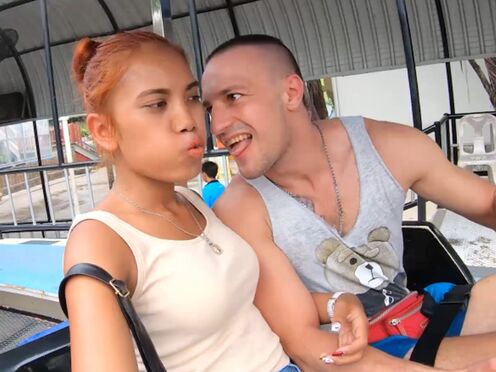 Theme park fun with hot Thai girlfriend and horny sex at home after