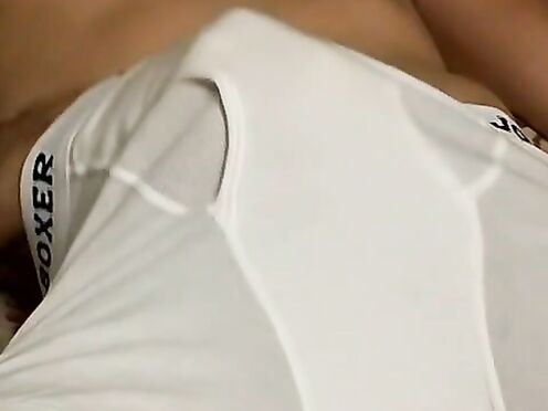 Young gay Christian Taylor wanks off before eating cum solo