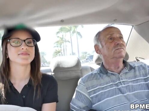 Akira Shell is screwed by old guy in front of her step grandpa