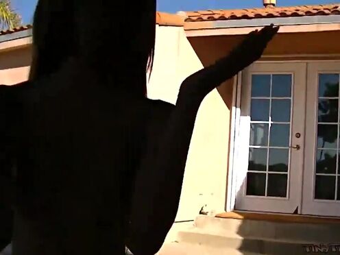 Tiny Trisha Is Outside When Her White BF Wants A Blowjob